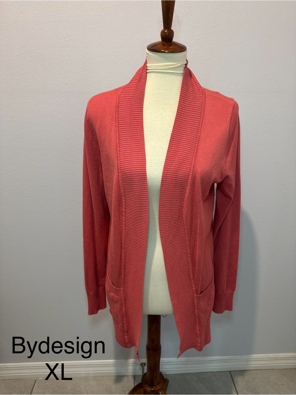 Bydesign Coral Open-Front Cardigan Sweater - XL